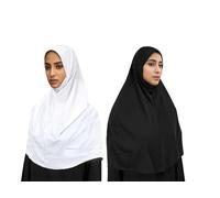 JNGUOSICN 2Pcs Muslim Hijab for Women One Piece Long Islamic Prayer Dress Long Scarf Head Wrap Muslim Hijab Islamic Headscarf Arab Amira Head Scarf Wrap Shawl Ready to Wear Hijab for Women