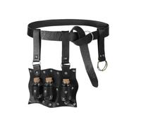 JNGUOSICN 3Pcs Medieval PU Leather Belt with 3 Cork Potion Bottle Medieval Alchemy Belts Viking Rivet Belt Waist Pack Combo Fancy Wizard Potion Bottle LARP Belts Renaissance Costume Accessories