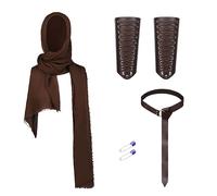 JNGUOSICN 4Pcs Halloween Medieval Knight Costume Men’s Renaissance Costume Viking Warrior Cosplay Outfit PU Leather Belt Bracers For Halloween Accessories Steampunk Arm Guard Set