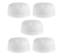 JNGUOSICN 5Pcs Muslim Prayer Hat for Men Islamic Kufi Headwear Prayer Cap Embroidered Skull Caps Round Top Beanie Cap Arabia Turkish Ramadan Prayer Headwear Hats Turkish India Hat