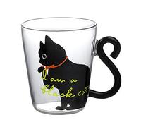 JNGUOSICN Cat Glass Cup Cute Cat Tea Cup Animal Shaped Coffee Mugs with Handle 3D Transparent Milk Glass Mug Heat Resistant Cute Mug for Hot Chocolate Beer Drink