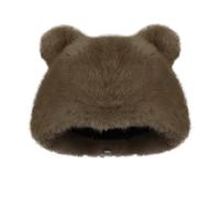JNGUOSICN Cute Beanie Hats Women Bears Cat Ears Knitted Faux Fur Hat Winter Furry Warm Cap for Autumn Cold Winter Birthday Christmas New Year Present Coffee