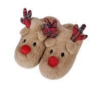 JNGUOSICN Cute Elk Reindeer Slippers 3D Cartoon Slipper Christmas Indoor Outdoor Shoes Thickened Fuzzy House Slippers Home Winter Warm Couple Shoes Silent Bedroom Cozy House Slipper