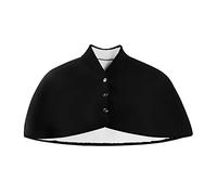JNGUOSICN Double-Sided Warm Shoulder Shawl Cape Winter Short Cape Shoulder Warmer Wrap with Buttons Thermal Fleece Padded Cover Poncho for Women Men Black