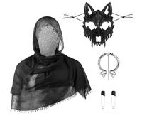 JNGUOSICN Halloween Ghost Costume Death Scarf with Skull Mask