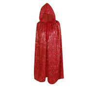 JNGUOSICN Hooded Cloak Halloween Vampire Cape Witch Wizard Colorful Fancy Dress Long Cape Robe Adult Halloween Costume Women Medieval Cloak Dress Up for Christmas Cosplay Party Unisex Red