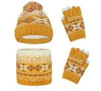 JNGUOSICN Kids Winter Hat Warm Knitted Hat Gloves Scarf Set Beanie Cap Super Soft Fleece Lining Neck Hand Warmer Mitten Warm Gloves Hat for Outdoor Sport Children Kids Aged 5-10