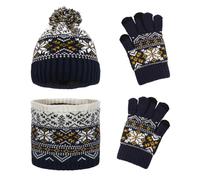 JNGUOSICN Kids Winter Hat Warm Knitted Hat Gloves Scarf Set Beanie Cap Super Soft Fleece Lining Neck Hand Warmer Mitten Warm Gloves Hat for Outdoor Sport Children Kids Aged 5-10