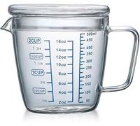 JNGUOSICN Measuring Jugs with Glass Lid, 250ml / 500ml Heat Resisting Cup Clear Scale, Mixing Jug for Microwave Milk Coffee Tea Shot Measure Mug Home Kitchen Baking