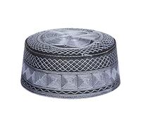 JNGUOSICN Muslim Prayer Kufi Hat Men Islamic Skull Cap Arabian Embroidery Cap Beanie Hat India Turkish Headwear for Eid Ramadan Dark Grey