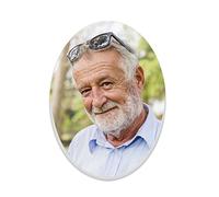 JNGUOSICN Personalized Memorial Plaques Photo Custom Headstone Tombstone Porcelain Slate Photo Gravestone Ceramic Portrait Picture Statues Decor for Monument Cemetery Oval Rectangle