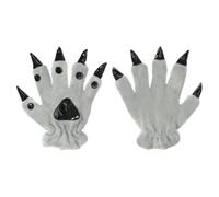 JNGUOSICN Plush Wolf Claw Gloves Cute Dinosaur Paw Gloves Winter Warm Mittens Padded Hand Warmer for Halloween Christmas Party Cosplay Fancy Dress Up Carnival