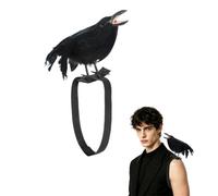 JNGUOSICN Realistic Crow Shoulder Prop Halloween Black Bird Decoration | Feather Raven Statue with Elastic Shoulder Strap Yard Guard Haunted House Party Decor Gothic Cosplay Bird Prop