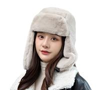 JNGUOSICN Women Hat Faux Fur Trapper Hat Winter Outdoor Warm Earflap Hat Adult Windshield Earmuffs Russian Windproof Ski Cap Ear Protection Cycling Hat Winter Thermal Haunting Hat for Men Women White