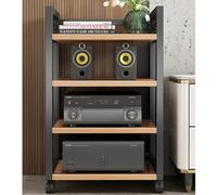 JNHWFDB Stereo Cabinet AV Component Media Stand MultiTier Audio Rack Rolling Audio Tower FloorStanding Audio Cabinet CD Player Stand Adjustable Corner Shelf Hifi Rack(Walnut,4 Tier)