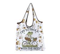 JNIAP Beekeeper Honey Gift Off To Frolic With The Bees Reusable Grocery Bag Bee Lover Gift, The Bees Rb