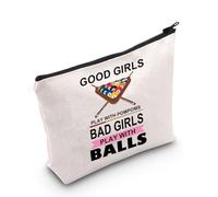 JNIAP Billiards Player Gift Good Girls Play With Pompoms Bad Girls Play With Balls Cosmetic Bag Billiard Games Gift, Good Girls Play Bag