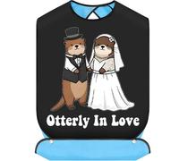 JNIAP Bride Groom Otter Bibs Mr And Mrs Otter Wedding Bibs Mr And Mrs Otter Wedding Gift Sea Otter Lover Adult Bibs