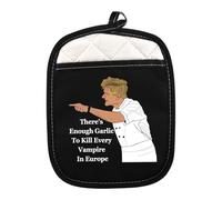 JNIAP Chef Ramsay Pot Holder Chef Ramsay Fans Gifts There's Enough Garlic to Kill Every Vampire in Europe Cooking TV Show Oven Pads (Enough Garlic ph)