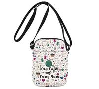 JNIAP Crochet Crossbody Bag Crocheter Gift Yarn Lover Gift Keep Calm And Carry Yarn Crochet Shoulder Bag, Keep Calm Cb