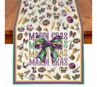 JNIAP Mardi Gras Table Runner Mardi Gras Carnival Tablecloth New Orleans Louisiana Table Decor Masquerade Party Decoration (Mardi Gras tr)