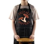 JNIAP Mushroom Apron With Pockets Mushroom Lover Gifts Shiitake Happens Mushroom Chef Apron Mushroom Hunter Gifts, Shiitake Happens, Large
