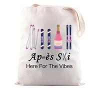 JNIAP Ski Gift Winter Sports Lover Gift Ski Here For The Vibes Tote Bag, Après Ski Here Tote Bag