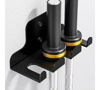 JNIHEEP Barbell Holder,Garage Gym Bar Wall Rack with 3 Bar Holders for Hanging Olympic Barbells, Curl Bars, Chains,Resistance Band,and ect,Holds Under 33mm Bar Size(Black)