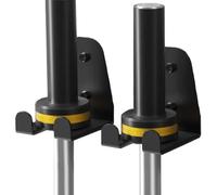 JNIHEEP Single Olympic Barbell Hanger,Garage Gym Bar Wall Rack,Vertical Barbell Mount Rack,Silver Powder Coated,Space Saving Commercial or Home Gym Accessory,Holds Under 33mm Bar Size(Black 2 Packs)