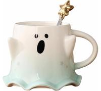 Jnjnyng Halloween elf ceramic cup, American style cup with spoon, suitable for coffee, cocoa milk tea and water drinks,Green