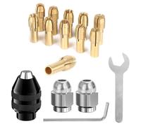 JNJOOD 16PCS Drill Chuck Collet Set, 4486 Keyless Quick Change Chuck Rotary Tool with Replacement 4485 Brass Collet Nut Set