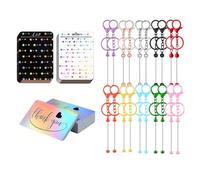 JNJOOD DIY Beaded Keychain Set for Jewelry Making Car Keychain Bag Backpack Decoration Pendan Flat Lobster Clasp with Four-Section Chain Thank You Card