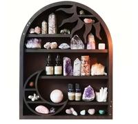 JNJOOD Wood Storage Shelf - Stylish and Practical Wall Shelf, Crescent Sun and Moon Crystal Shelf