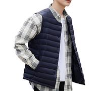 JNKIHAPOT Men's Down Vest Ultra Light Down Vest Portable V-Neck Sleeveless Jacket Winter Collarless Warm Jacket navy S