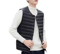 JNKIHAPOT Men's Down Vest Ultra Light Down Vest Portable V-Neck Sleeveless Jacket Winter Collarless Warm Jacket black XXXL