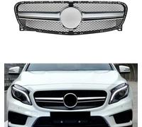 JNLIFT Car Front Bumper Radiator Grille for Mercedes Benz GLA X156 GLA45 GLA250 GLA200 2014-2016,ABS Honeycomb Mesh Air Intake Grill,Exterior Styling Replacement Bumper Grille Accessories,A/Silver