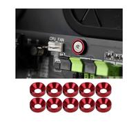 JNNJ 10Pcs Aluminium Alloy Anodized Countersunk Washer, Dress Up Washers for Engine Compartment, M3 Cup Shim Washer for Screw, Flat Head Washers Universal for Vehicles Bumper Fender(Red)