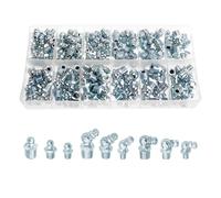 JNNJ 110 Pieces Grease Nipple Assortment, Grease Nipple Fitting Assortment Kit M6 M8 M10, Grease Nipple for Lubricators Straight 90°, 45 Degree Angled, Hydraulic Gun Nipples Fitting for Car