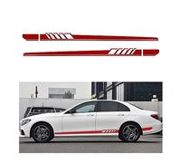 JNNJ 2 PCS Car Side Skirt Body Vinyl Decals, Racing Long Stripes Decals, Racing Stripe Side Body Bandage Car Styling Decoration Accessories, Suitable for Most Vehicle SUV Truck Off-Road(Red)