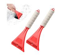 JNNJ 2 PCS Car Snow Shovel Scraper, Ice Frost Cleaning Tools, Auto Snow Removal with Foam Handle, Universal for Car Truck SUV Windshield and Window, Mirrors, Scratch-Free Car Winter Accessories(Red)