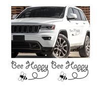 JNNJ 2 Pieces Bee Happy Bumblebee Fun Window Bumper Sticker, Car Bee Happy Waterproof Decal Small Stickers, Universal Car Stickers, Vehicle Body Lovely Funny Sticker, for Car Motorbike(Black)