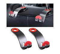 JNNJ 2 Pieces Car Headrest Hook, Car Seat Back Seat Universal Hook, Auto Interior Storage Organizer Hooks, Car Accessories Interior for Headrest Grocery Coat Hanger Handbag Holder Bag Hook(Red)