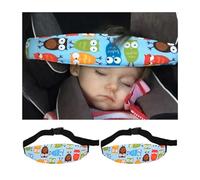 JNNJ 2 Pieces Safety Baby Car Seat Head Support, Baby Kids Toddler Car Seat Safety Head Support, Adjustable Child Car Sleep Attachment Head Strap, Baby Cars Seat Neck Support(Blue Owl)