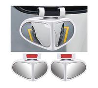 JNNJ 2Pcs 2 in 1 Blind Spot Mirror, 360° Rotation Adjustable Car Auxiliary Rearview Mirror, Wide Angle HD Glass Reversing Parking Side Double Mirrors Universal for Cars Trucks SUVs(White)