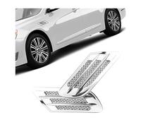 JNNJ 2Pcs Car Side Air Flow Grille, Auto Side Mesh Vent Decor, Fender Intake Grille Trim Ornament, Exterior Hood Scoop Decorative Cover, Shark Vent Trims Universal for Cars(Silver)