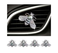 JNNJ 4 Pieces Bling Bee Air Vent Clips, Crystal Bee Car Air Conditioning Outlet Clip, Rhinestone Diamond Bee Auto Interior Decoration, Universal Vehicle Diffuser Vent Decors for Women(Style-3)