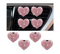 JNNJ 4 Pieces Car Air Vent Clip Charms, Crystal Heart Car Air Fresheners Vent Clips, Rhinestone Oil Diffuser Air Conditioning Outlet Clip, Bling Car Interior Decoration Accessories for Girls(Pink)