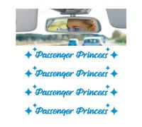 JNNJ 4 Pieces Car Sticker, Automotive Cute Funny Lettering Sticker, Cute Funny Rearview Mirror Sticker Passenger Princess Sticker for Car, Passenger Princess Decal Sticker, for SUV RV(Blue)