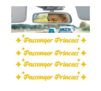 JNNJ 4 Pieces Car Sticker, Automotive Cute Funny Lettering Sticker, Cute Funny Rearview Mirror Sticker Passenger Princess Sticker for Car, Passenger Princess Decal Sticker, for SUV RV(Yellow)
