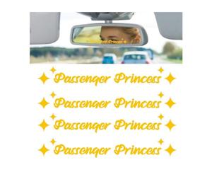 JNNJ 4 Pieces Car Sticker, Automotive Cute Funny Lettering Sticker, Cute Funny Rearview Mirror Sticker Passenger Princess Sticker for Car, Passenger Princess Decal Sticker, for SUV RV(Yellow)